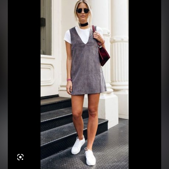 🌻 Suede Nordstrom 5/48 faux leather black jumper mini dress - Picture 14 of 14